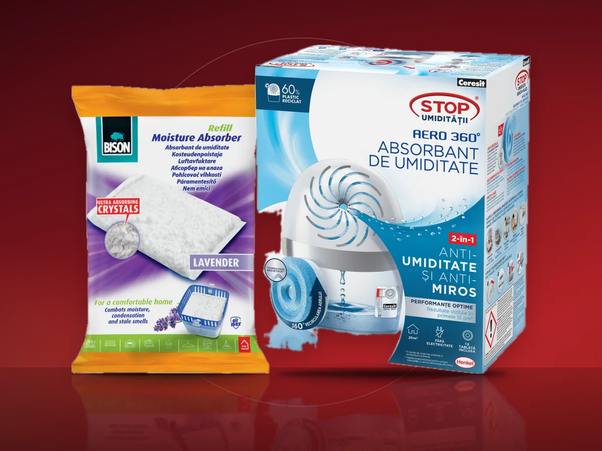 Absorbant de umiditate Ceresit Aero 360 alb cu tableta si rezerve Bison Airmax