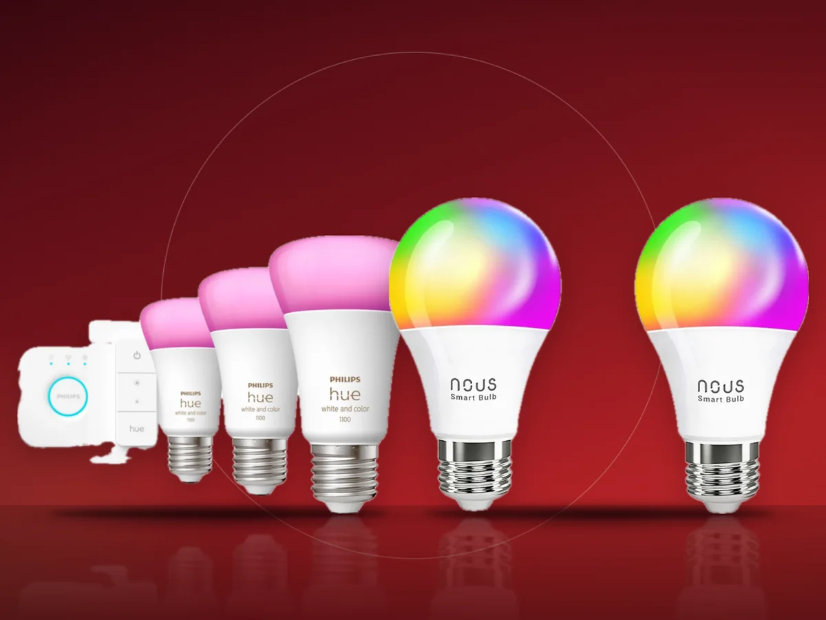 Becuri smart Philips Hue cu centrala si becuri Nous colorate