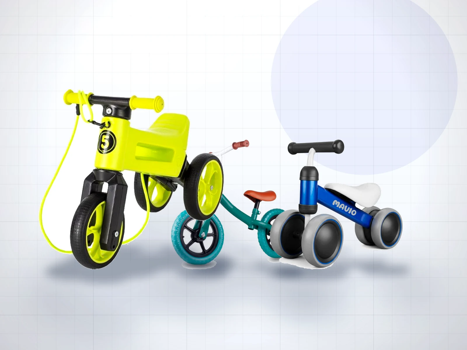 Trei biciclete fara pedale: Funny Wheels Rider, LikeSmart Push Bike si Mavio cu patru roti