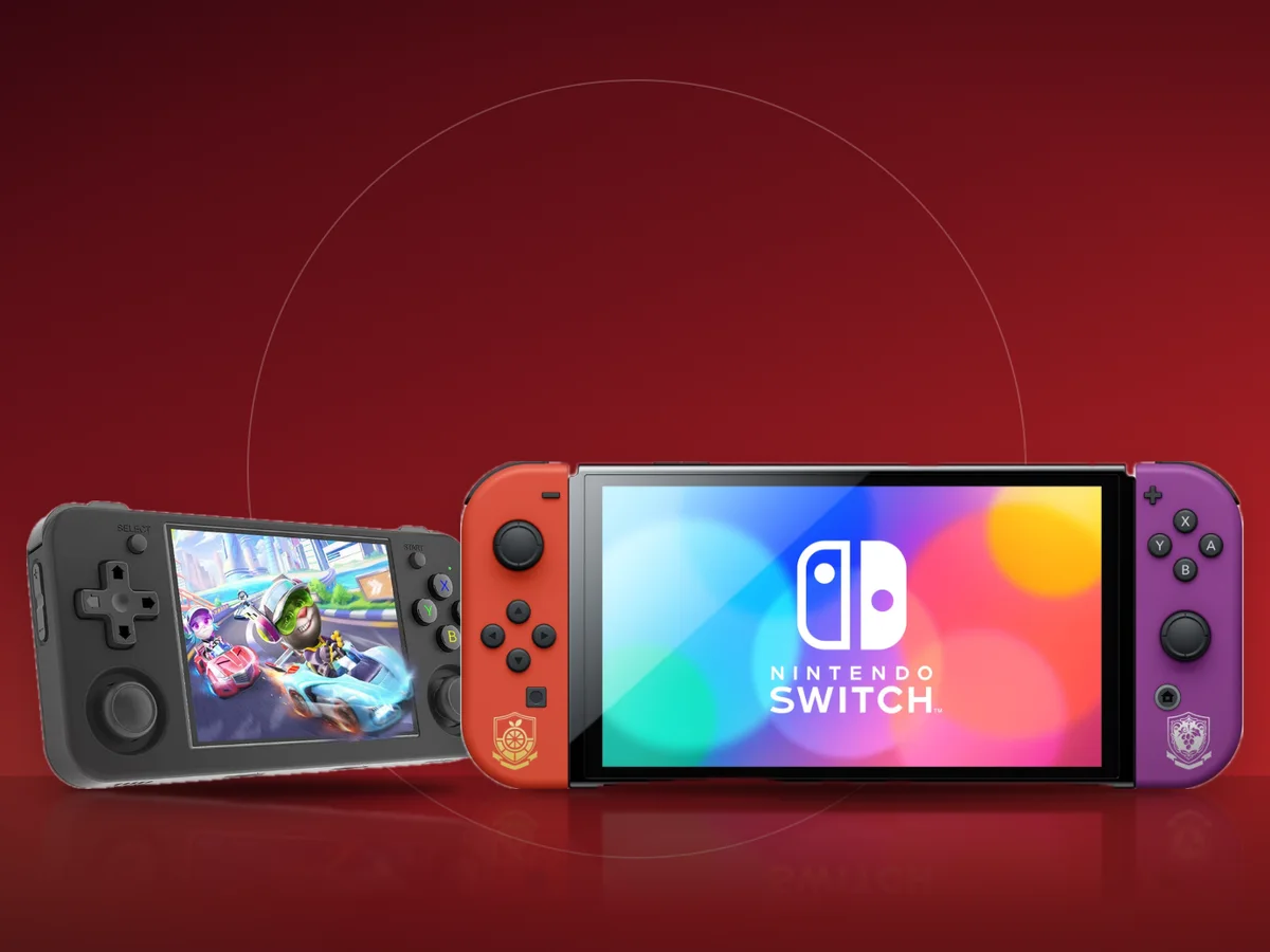 Nintendo Switch OLED si consola retro ANBERNIC RG35XX H
