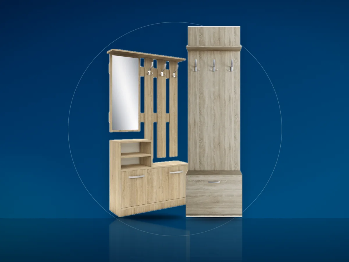 Cuier de hol haaus Lyon si cuier Irim Smart cu pantofar