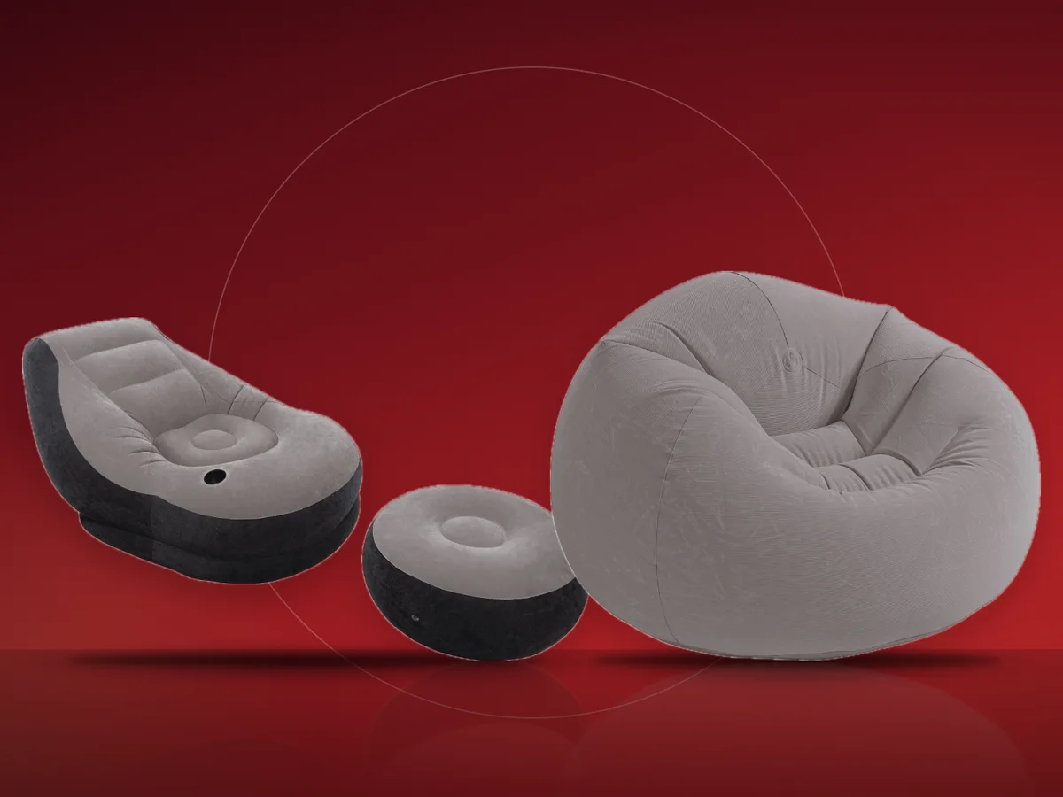 Fotoliu gonflabil Intex gri si fotoliu Ultra Lounge cu taburet