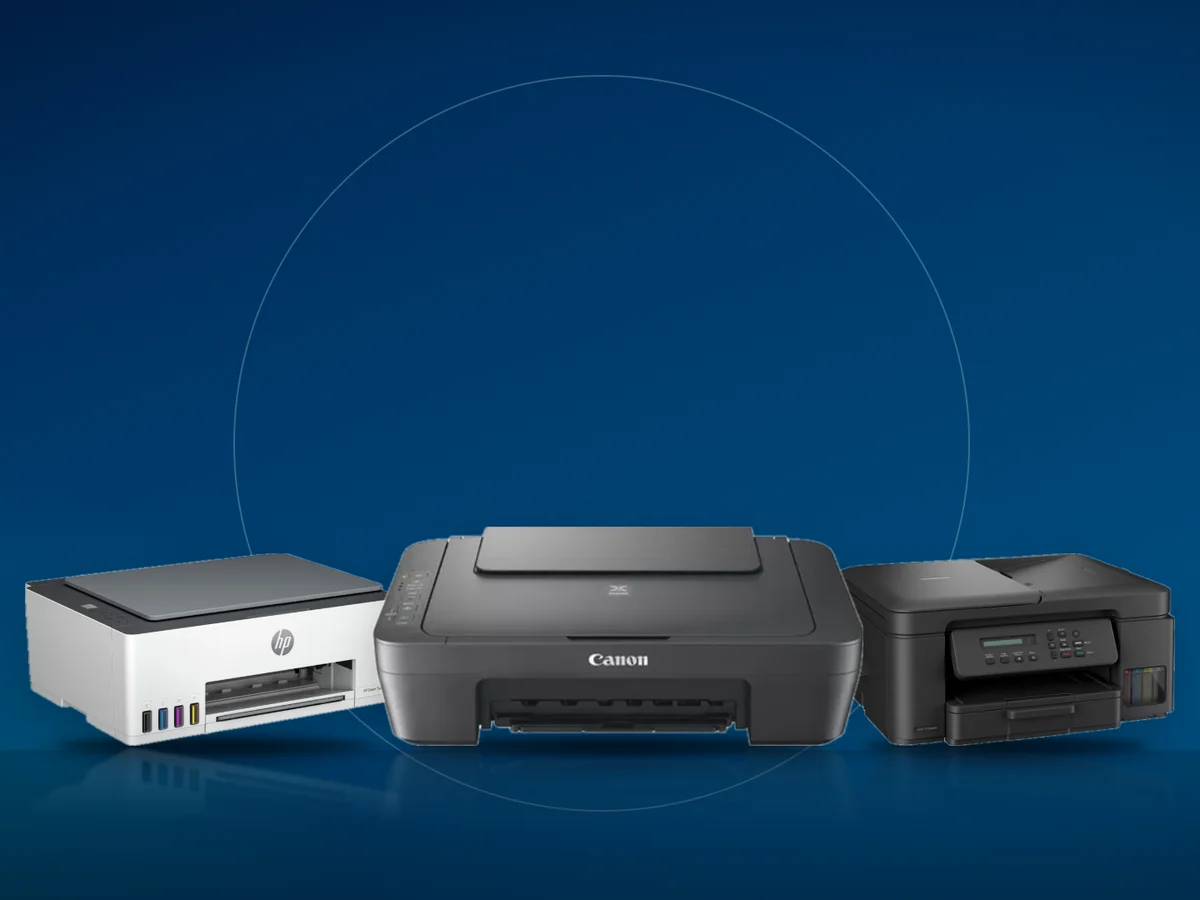 Imprimanta multifunctionala HP Smart Tank cu rezervoare de cerneala, Brother DCP-T730DW cu alimentator de documente si Canon Pixma