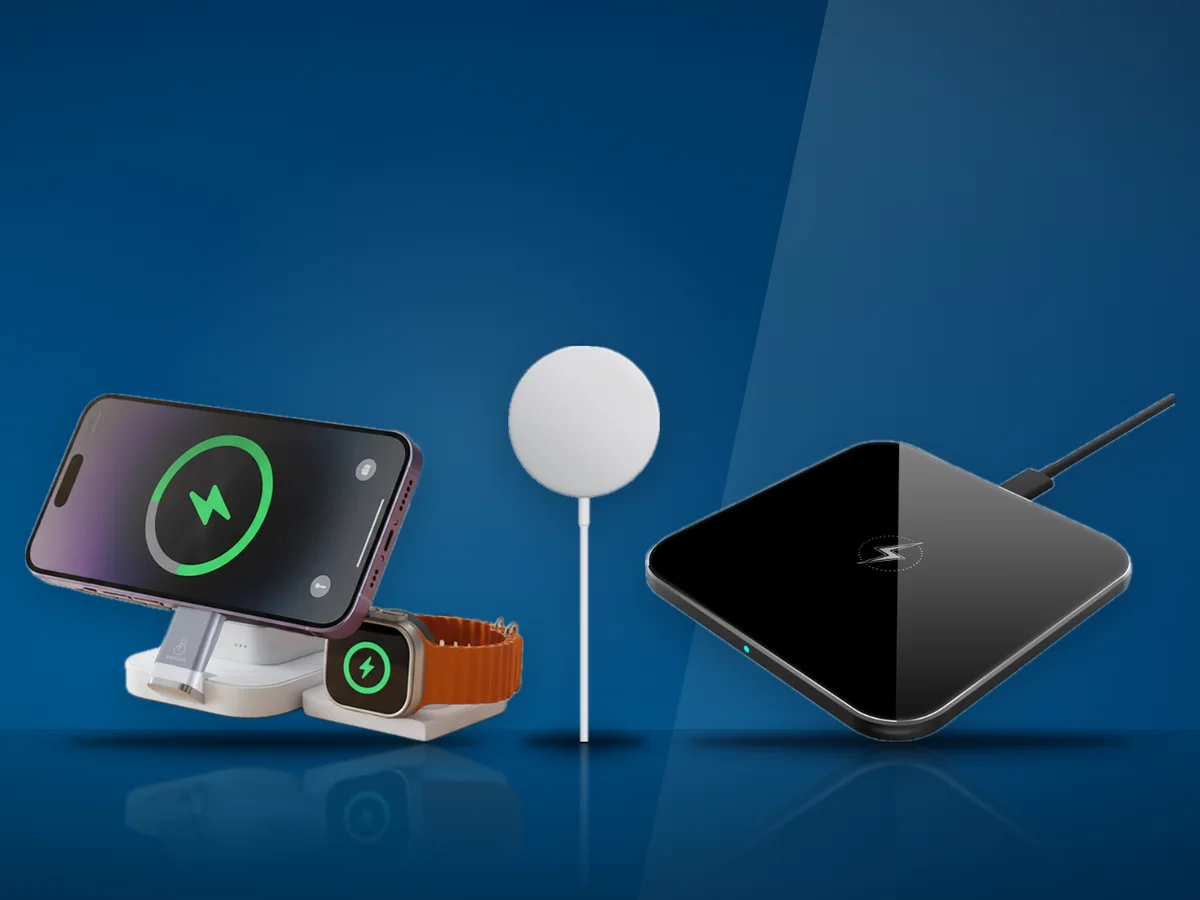 Trei incarcatoare wireless: un disc subtire, o statie pliabila trei in unu si un suport magnetic