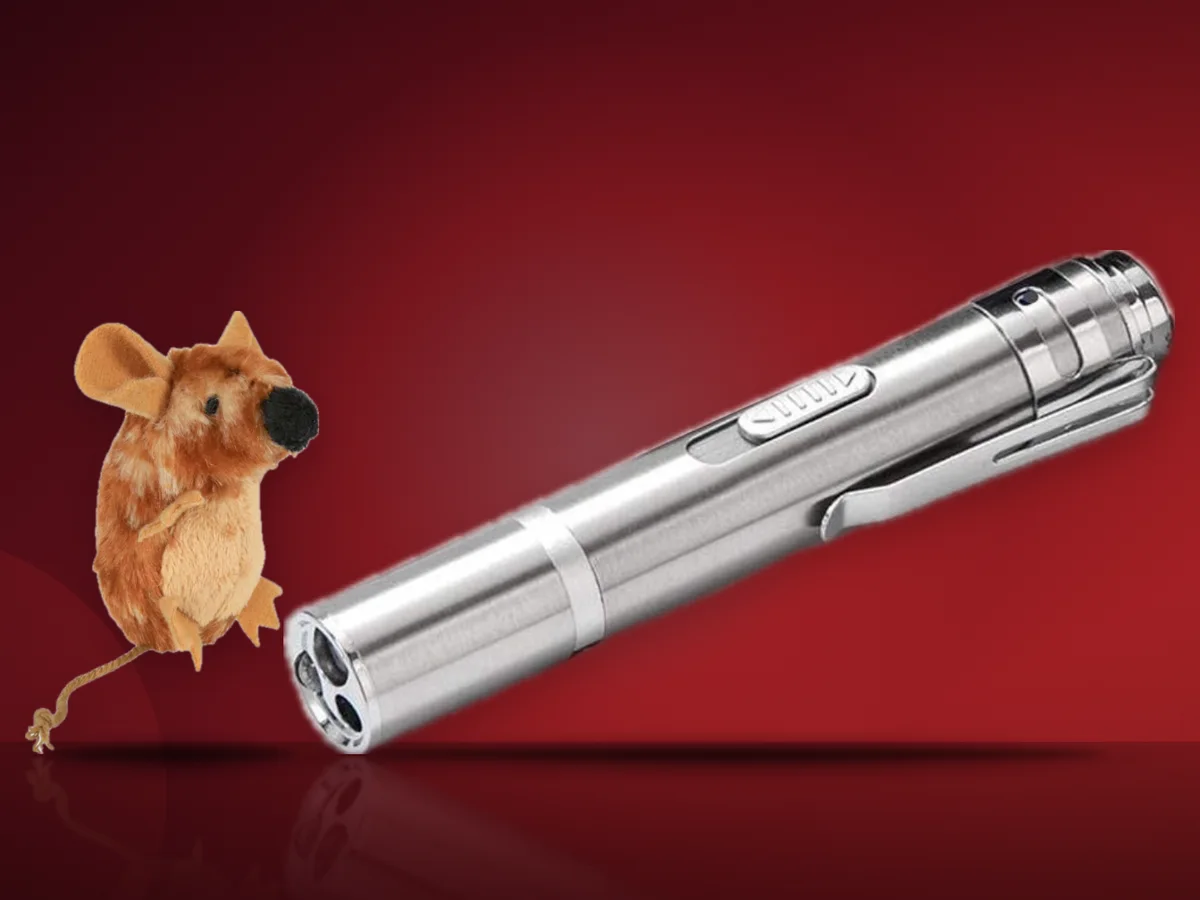 Jucarii pentru pisici: soricel Trixie de plus si laser 3 in 1 din inox