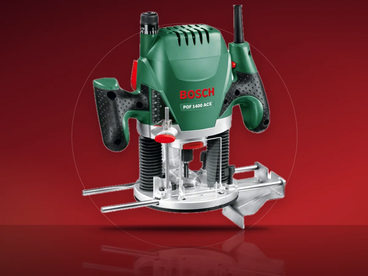 Masina de frezat Bosch POF 1400 ACE verde cu coloane