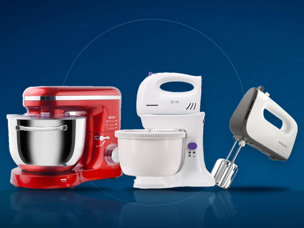 Mixer cu bol Biovita din inox, mixer cu bol rotativ Heinner Charm si mixer de mana Philips Viva