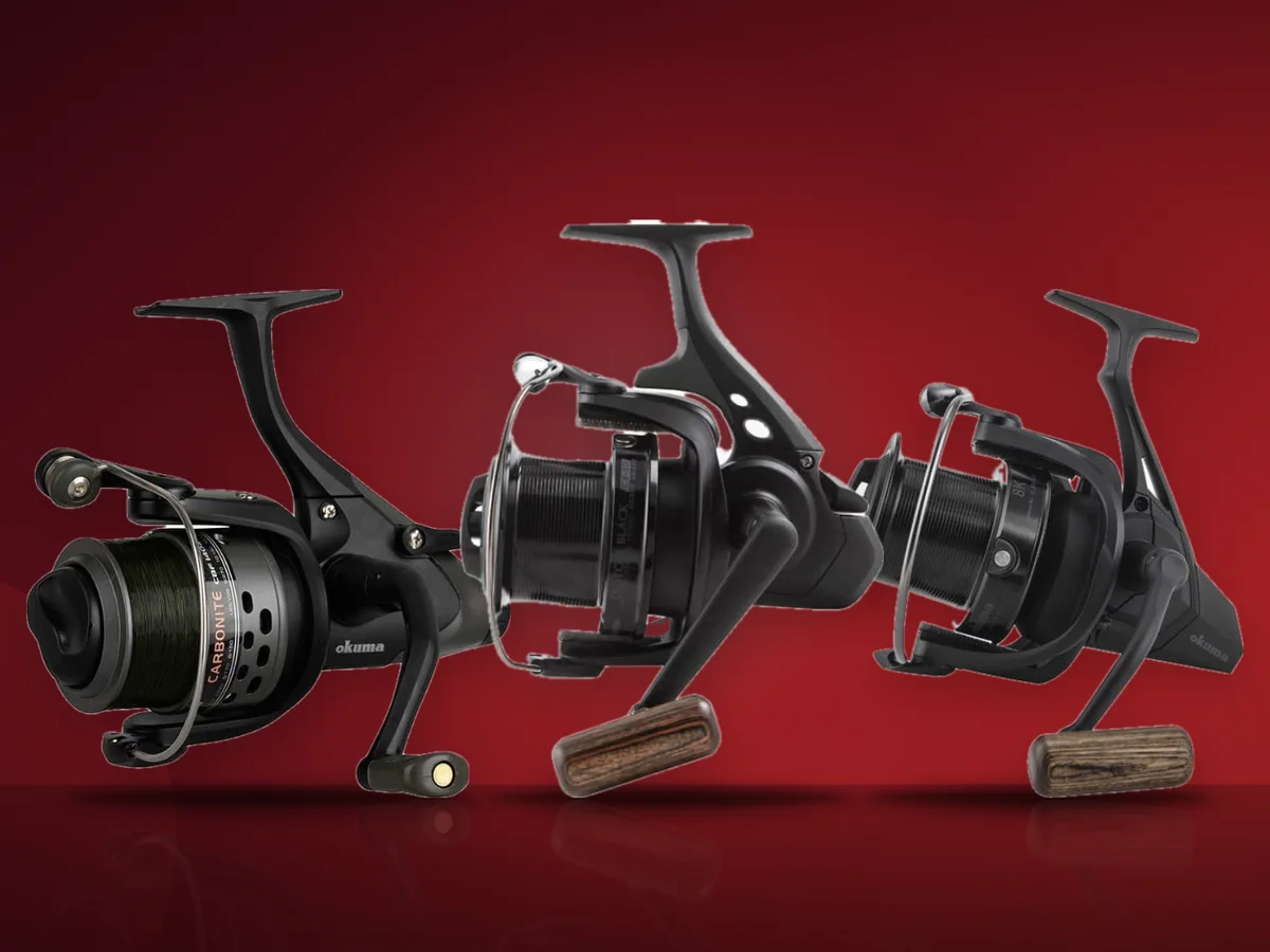 Mulineta Okuma Custom Black 60, mulineta Okuma Carbonite XP Baitfeeder si mulineta Okuma 8K Carp