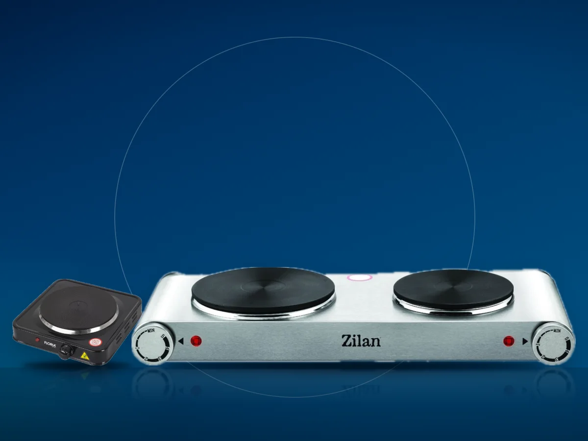 Plita electrica Zilan cu doua ochiuri din inox si plita Floria cu un ochi