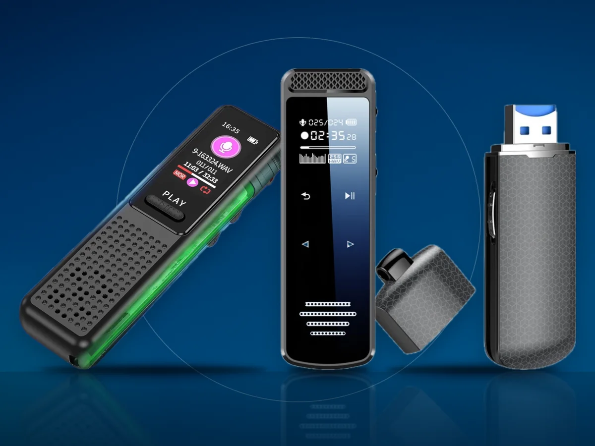 Reportofon digital Vala Tech cu ecran color, reportofon EJ Q55 si mini reportofon tip stick USB