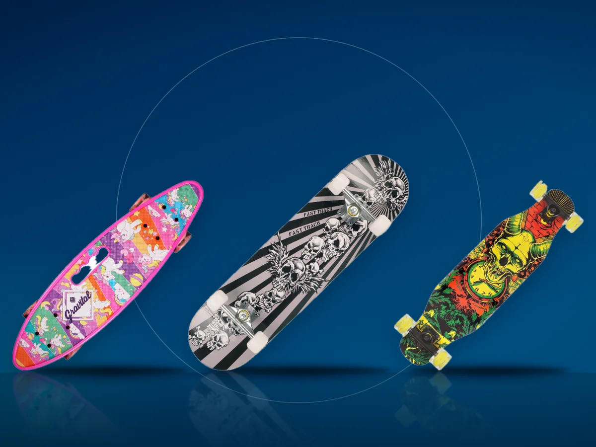 Penny board Action One cu unicorni, skateboard Action One de 79 cm si longboard Action One