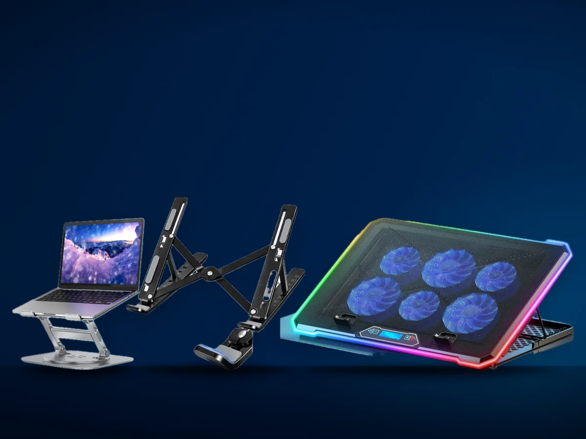 Suport PadForce cu laptop, suport pliabil Echo Soul din aluminiu si cooler cu sase ventilatoare