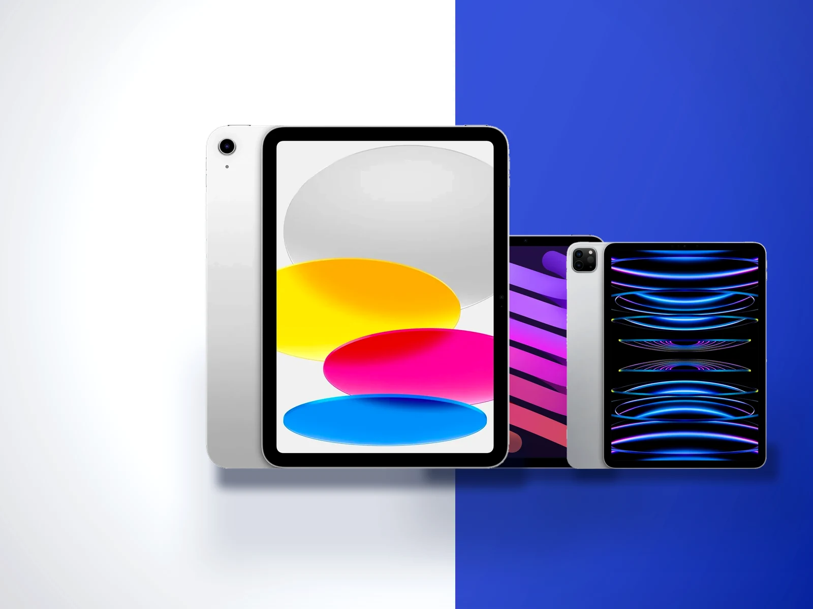 Trei tablete Apple: iPad 11, iPad mini 6 in mov si iPad Pro 11 inch
