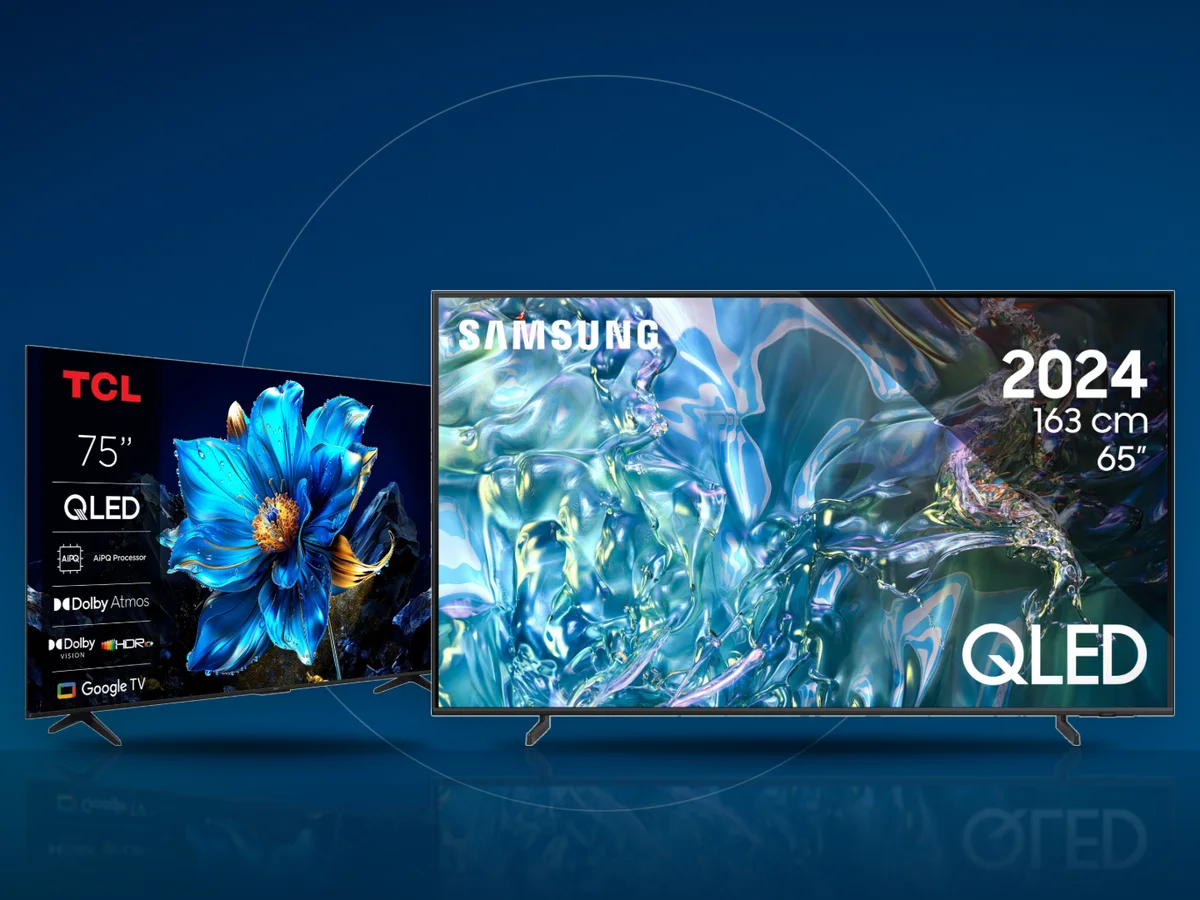 Televizor TCL 75P7K QLED de 189 cm si Samsung 65Q60D QLED de 163 cm